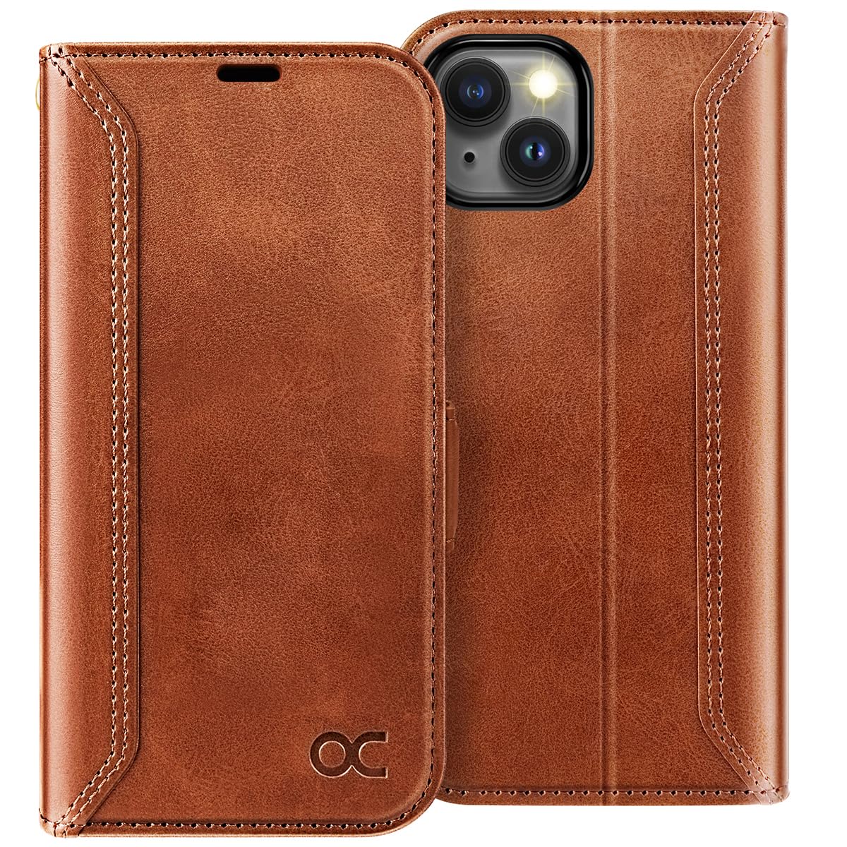 Photo 1 of OCASE Compatible with iPhone 15 Wallet Case, PU Leather Flip Folio Case with Card Holders RFID Blocking Kickstand [Shockproof TPU Inner Shell] Phone Cover 6.1 Inch 2023, Retro Brown
