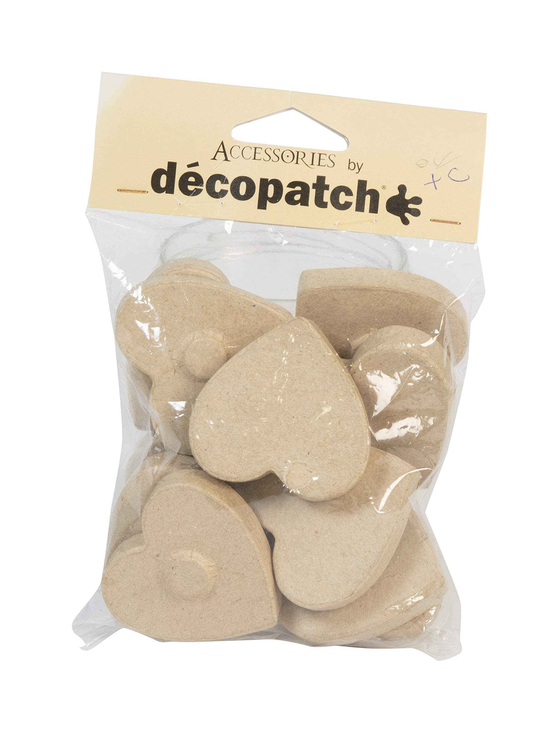 Décopatch - Ref EV024C - Hearts with Magnets (Pack of 12) - Papier Maché Object to Decorate - 5 x 5 x 1cm - Decorate with Décopatch Papers & PaperPatch Glue, Glitter, Paints