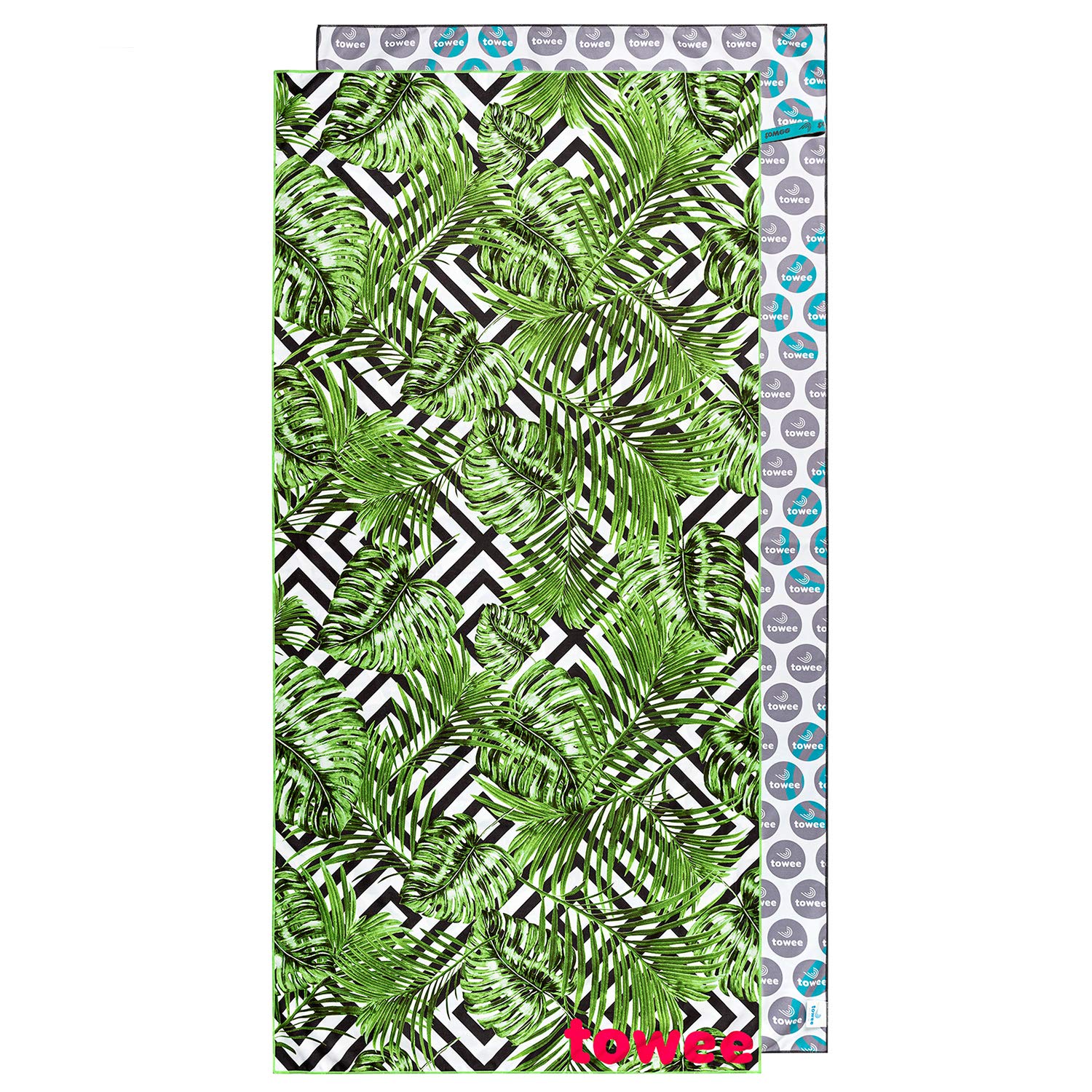Towee Beach Towel, Microfiber Towel for travelling, Sports Towel with funny designs (Monstera)