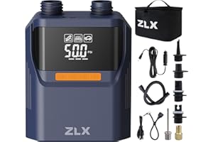 ZLX Electric Paddle Board Pump, 50PSI Air SUP Pump with High Pressure Dual Stage, Auto-Off Inflation/Deflation & Rechargeable