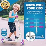 BELEEV Kids Scooter 2 Wheels Folding Light Up Purple Adjustable 3 Heights view 2