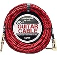 Powered By Rock Guitar Cable for Electric Guitar & Bass - 20ft Instrument Cable - No Buzzing or Tangles - 1/4 Inch Male to Male Inputs with a Right Angle Jack On One End to Secure Your Amp Cord