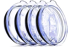 C&BERG 4 Wine Tumbler Lids, 12 oz Spill Proof 2.9 inch Diameter (Outer Rim) Lids for Wine Mugs - No Leak Design Splash Resistant Replacement Silicon Sliding Covers, Pack of 4 Insulated Cover