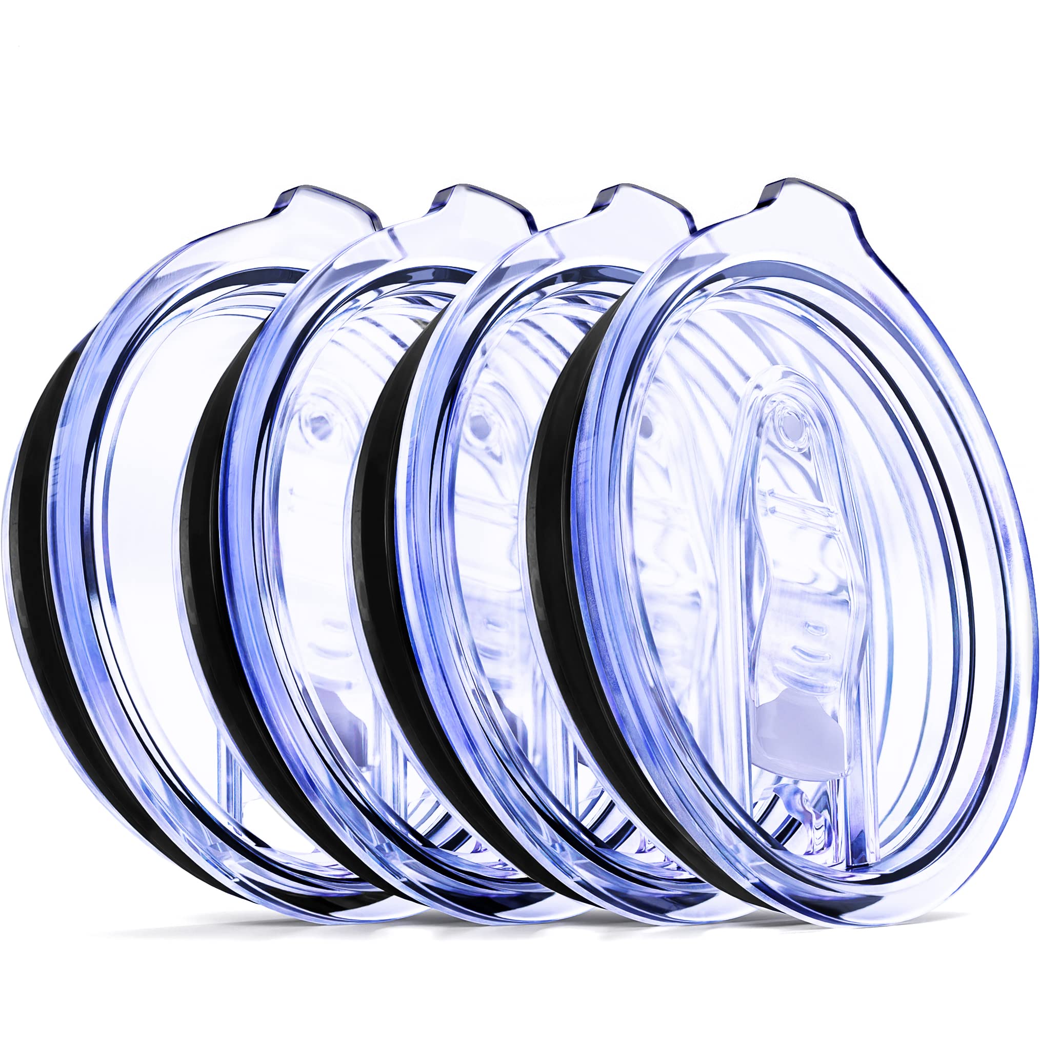 Photo 1 of 4 Wine Tumbler Lids, 12 oz Spill Proof 2.9 inch Diameter Lids for Wine Mugs - No Leak Design Splash Resistant Replacement Silicon Sliding Covers, Pack of 4 Insulated Cover Fits Corkcicle and More