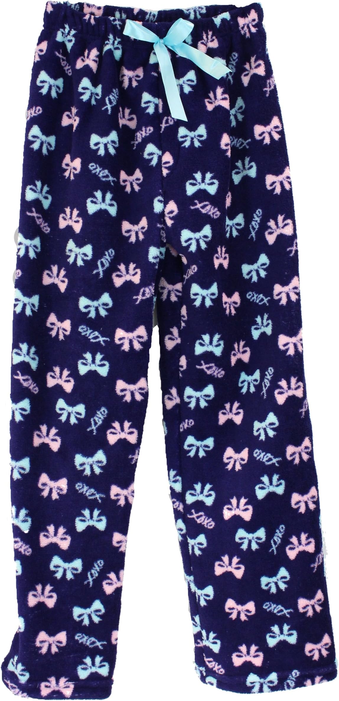 XOXO Girl's Super Fuzzy Fluffy Pajama Lounge Pants, Pink Bows (MD (7-8))