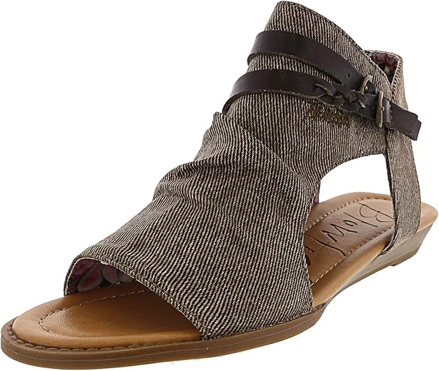 Amazon.com | Blowfish Malibu Women's Blumoon Wedge Sandal Mud Smokey Twill/Tobacco Die Cut 6 | Flats