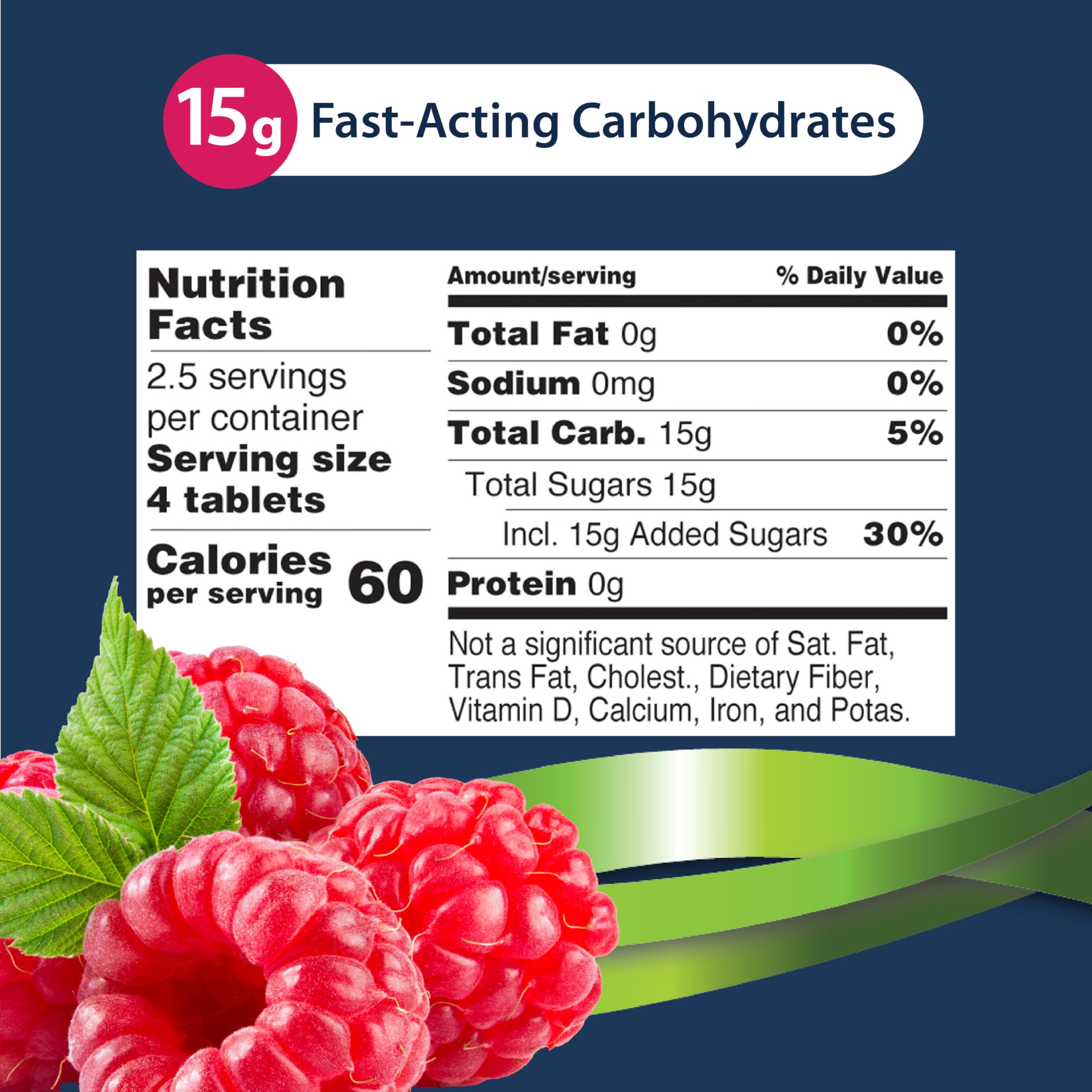 TRUEplus Glucose Tablets, Chewable, Raspberry Flavor, 15g Fast-Acting Carbohydrates, Fat Free, Gluten Free, Raise Low Blood Sugar and Boost Energy, 10 Count, 6 Tubes