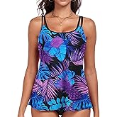 Women's Flowy Tankini Tops Only - Modest Bathing Suit Loose Fit Plus Size Swimsuit Swim Tops for Women 2025 (No Bottom)