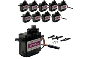 FFTY 10 Pcs MG90S Servo Motor-Metal Gear 9g Micro Servo for RC Car Robot Helicopter, Mini Servos for Arduino Project(10pcs MG90S)