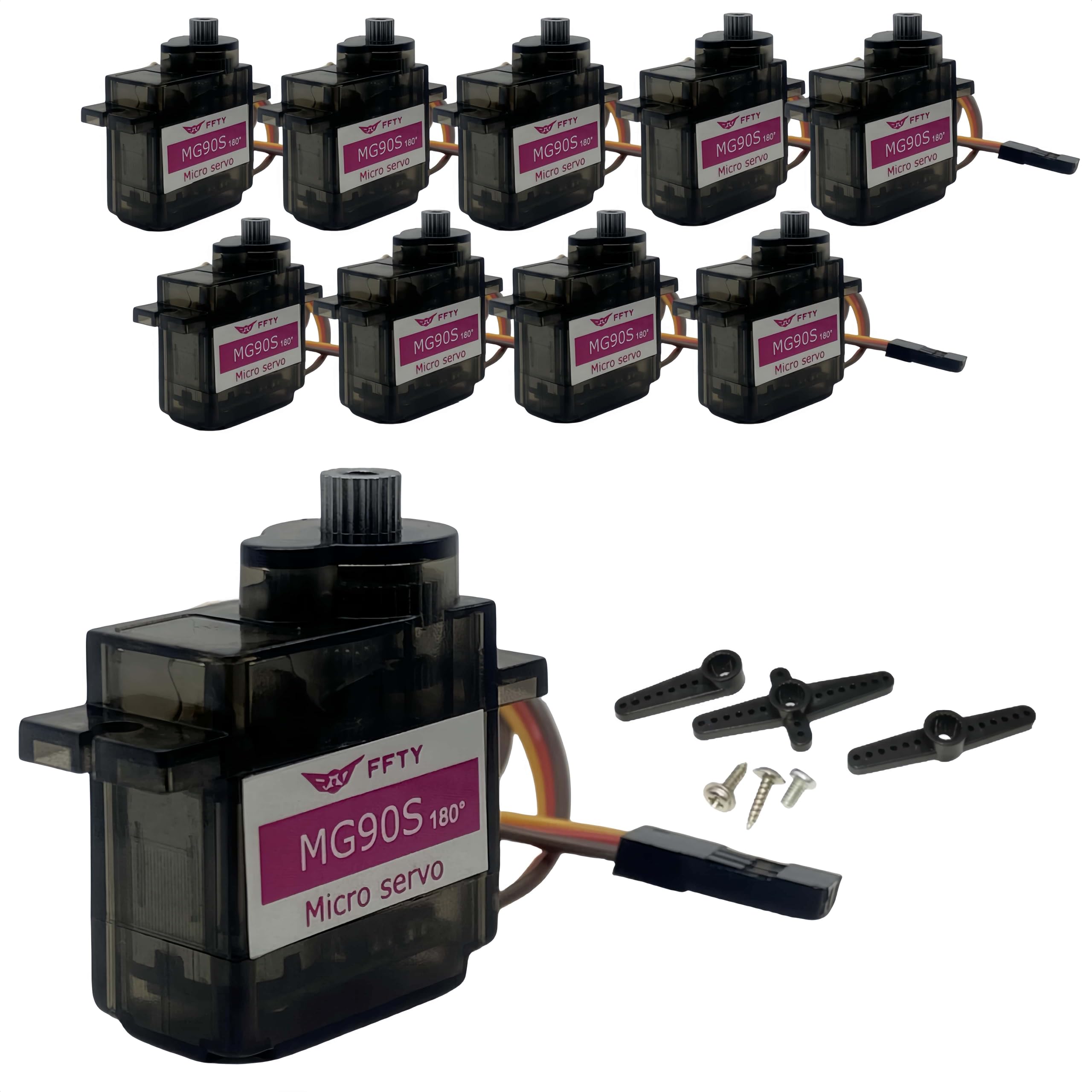 Photo 1 of 10 Pcs MG90S Servo Motor-Metal Gear 9g Micro Servo for RC Car Robot Helicopter, Mini Servos for Arduino Project(10pcs MG90S)