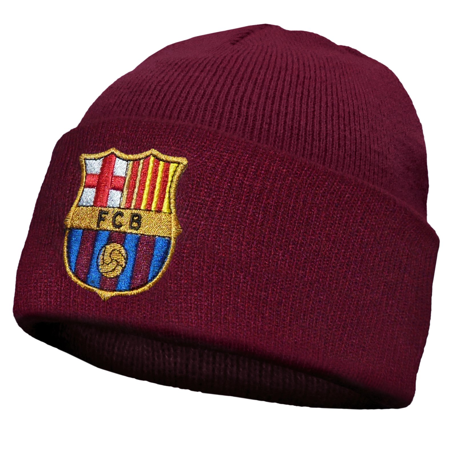 FC Barcelona Official Football Gift Knitted Bronx Beanie Hat Crest Red