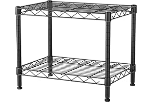 SINGAYE 2 Small Wire Shelves Kitchen Pantry Close Home Organizers and Storage Bathroom Shelf Laundry Room Organization Adjustable Book Metal Garage Shelving Unit