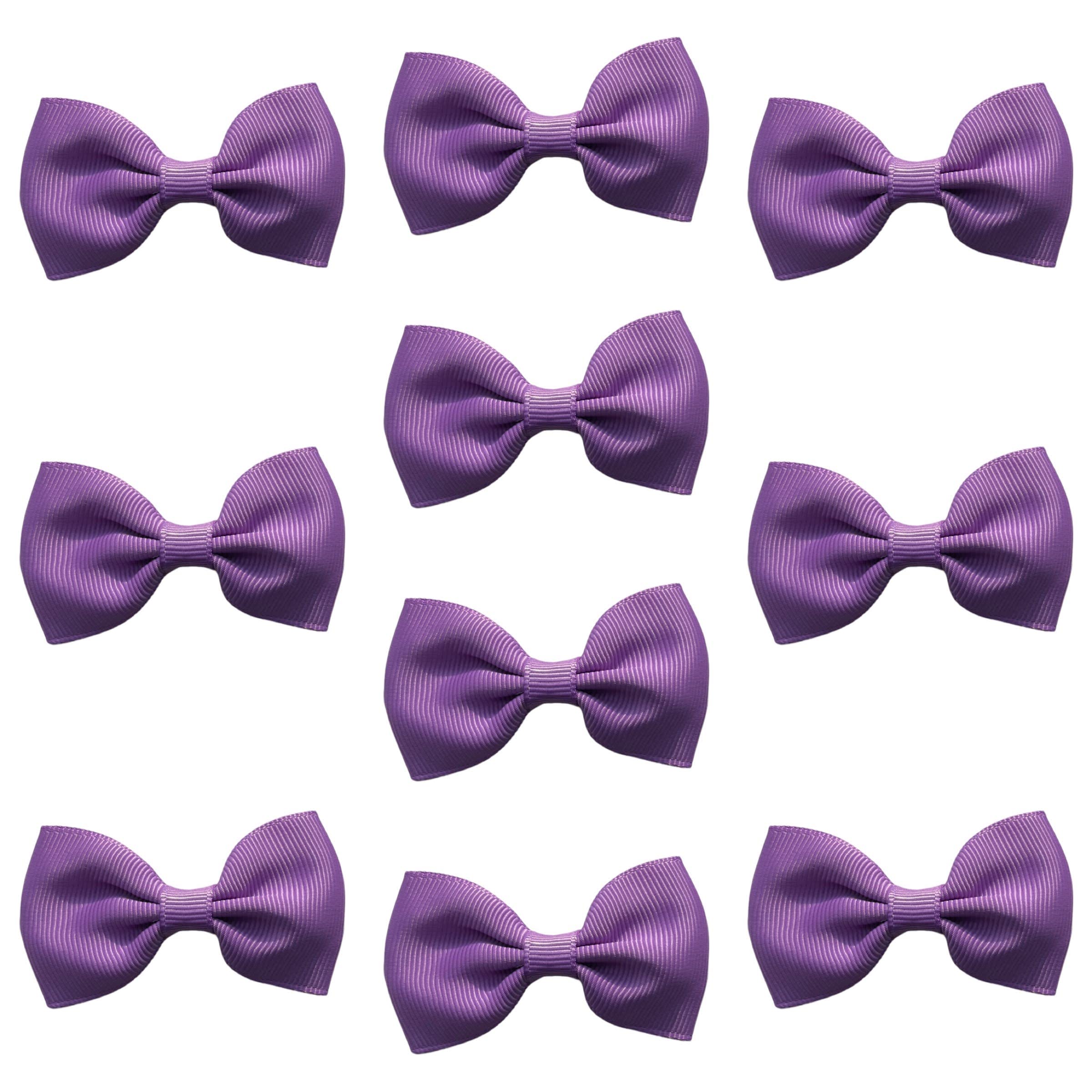 Mauve Hair Bows Clips Slides Grips Grips 2.7" inch Soft Ribbon Small Straight School Hairbows for Girls 10pcs