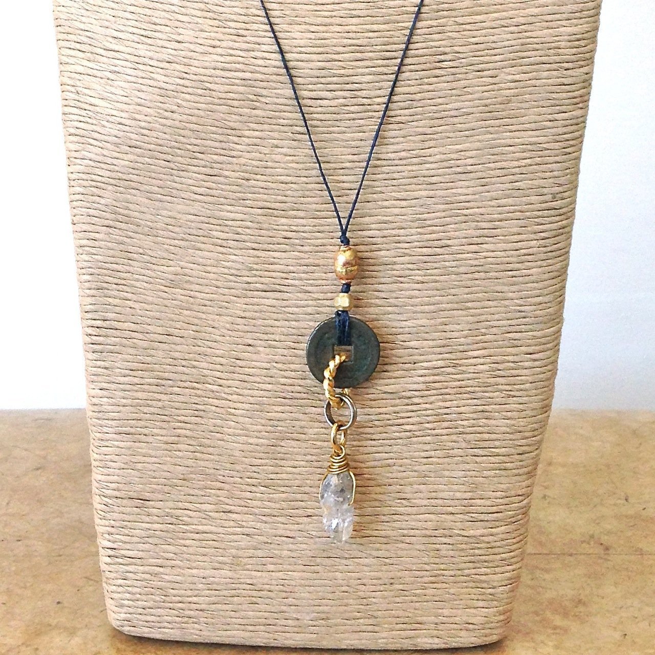 Vintage Pendant Crystal Necklace Handmade