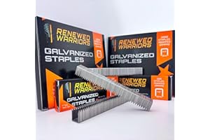 Renewed Warriors T50 Galvanized Staples - Heavy Duty 3/8" Crown, 3/8" Inch Leg Length - Fits All T50 Staple Guns - Forged in Fire & Ice, Rust Resistant - 500 Count Pack