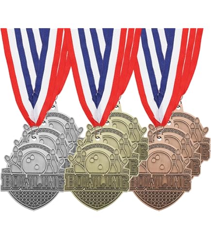 2.6" Médailles Bowling Or/argent/cuivre, 6 Pack Avec Ruban