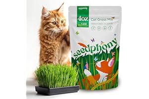 Seedphony Cat Grass Seed Mix – 4 oz Pack with 5,200 Non-GMO Heirloom Seeds for Cats, Barley, Oat, Rye & Wheatgrass for Indoor Growing, Fresh Pet Grass for Digestion & Hairball Control