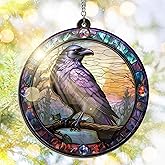 FLAGWIX Christmas Raven Gifts for Women Men - Suncatcher Christmas Ornaments 2025 for Tree Decorations - Witch Crow Gifts for Friends Family, Gothic Decor for Bird Lovers, Stocking Stuffers