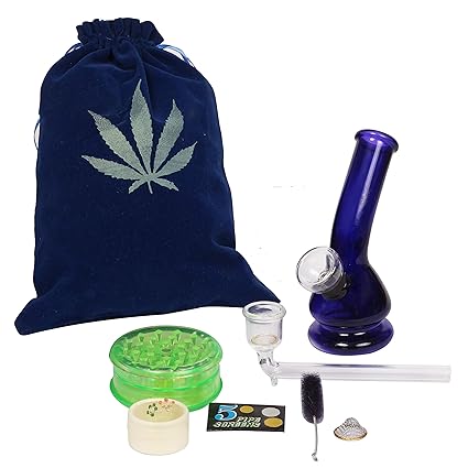Newzenx Bong Glass Mini Bong Full Kit Set 4 Inches Including, 1 Herb Acrylic Crusher,1 Glass Pipe & Full Accessories