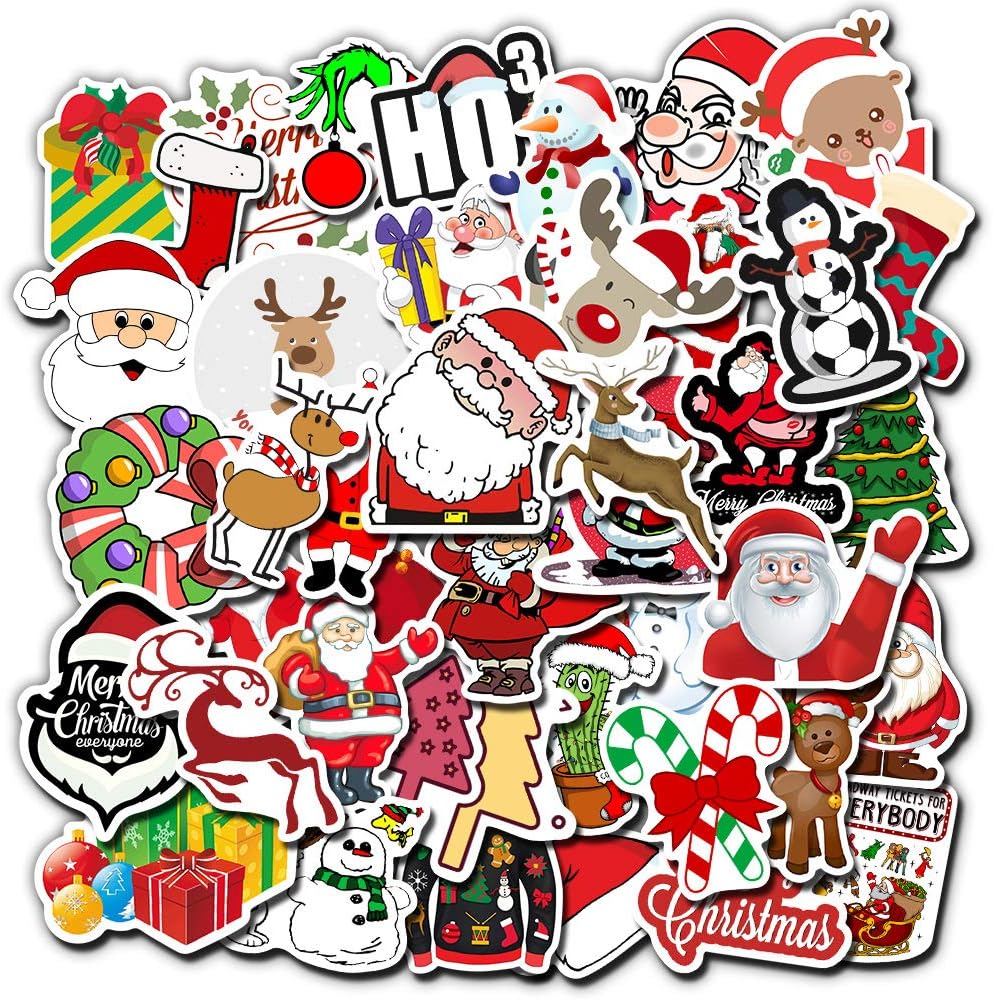 Christmas Sticker,50PCS Making Christmas Tree/Snowman/Santa Claus/Reindeer Sticker, Funny Kids Christmas Sticker Party Gift (Christmas)