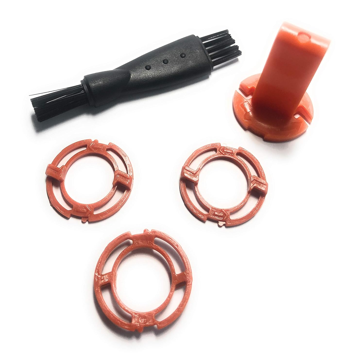 Stellate Orange Lock-Rings Compatible with Philips Norelco Shavers Series S7000, S8000,S9000, RQ12 Plus, SH90/62 + Bonus Cleaning Brush and Holder/Un-lock Tool