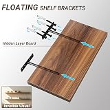 Sayayo Floating Shelf Bracket 8 Pack 200mm Heavy Duty Black EJY8008B-8P view 3