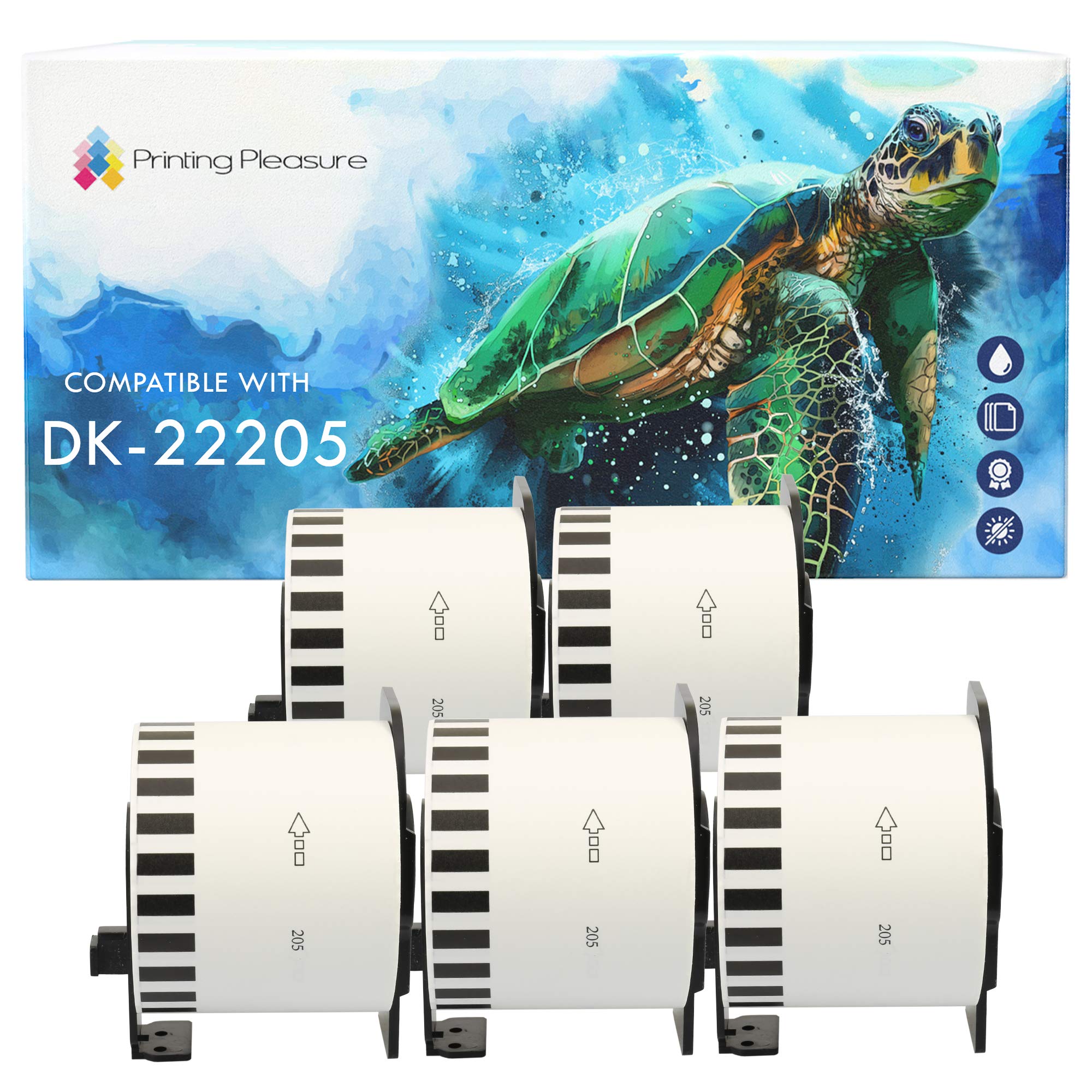 5 Rolls DK-22205 Labels 62mmx 30.48m Standard Address White Sticker Labels Compatible with Brother QL-800 820NWB 500 500BS 1060N 700 720NW 810W 1050N 1100NWB