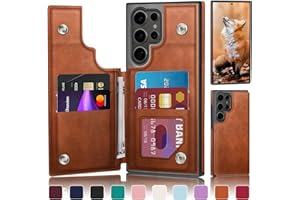 DJDUCK Designed for Samsung Galaxy S25 Ultra Case Wallet with Card Holder, [Magnetic Clasp Cover] [RFID Blocking Leather Protection] Shockproof Women Men Cases for Samsung S25Ultra Light Brown