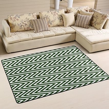 Amazon Com Alaza Non Slip Area Rug Home Decor Hunter Green Zig