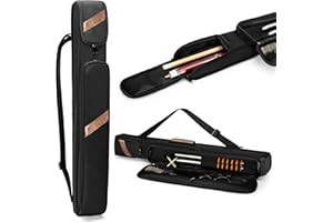 Rexmica 1x1 Pool Cue Case Holds 1 Butt and 1 Shaft, Billiard Pool Cue Stick Carrying Case Bag with Handle and Detachable Shou