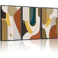 PHOPAGO Boho Abstract Framed Wall Art Modern Minimalist Luxury Gold Line Artwork Kitchen Dining Room Decor 11x14in Black Framed