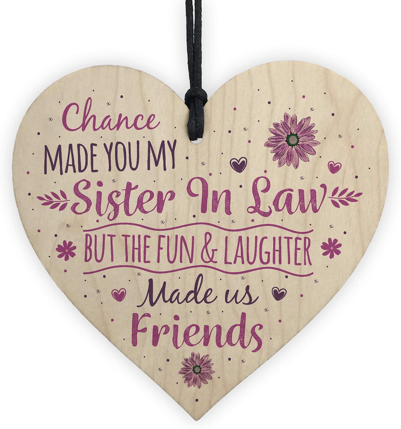 RED OCEAN Chance Made You My Sister In Law Wooden Heart Shabby Chic Plaque Keepsake Friendship Birthday Sister Gift