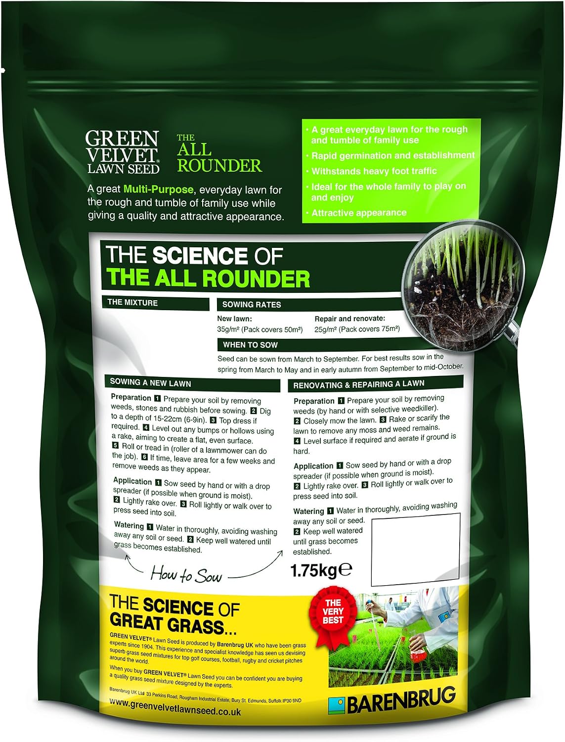 Green Velvet 1.75Kg Lawn Seed The All Rounder - Image 4