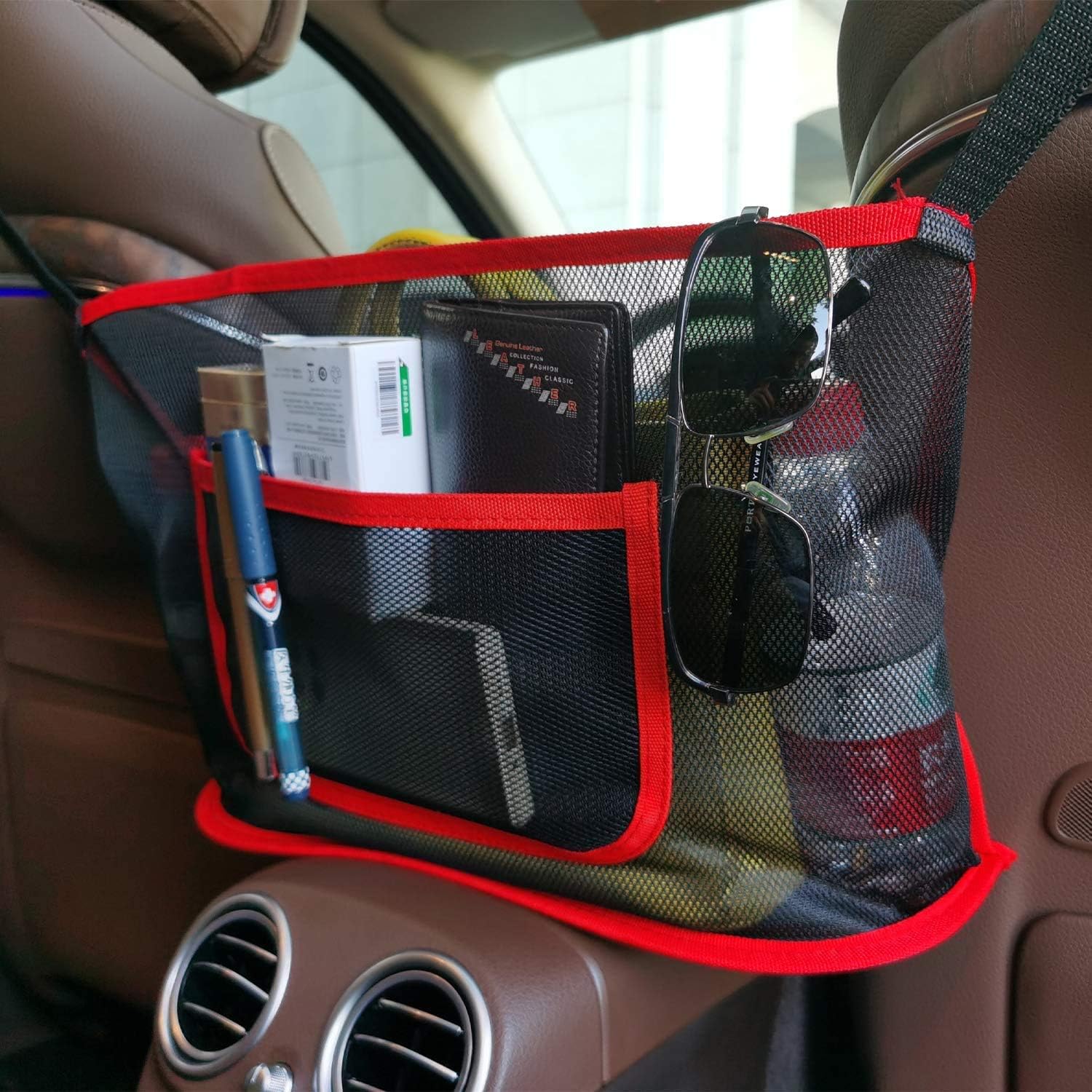 tunfo Car Net Pocket Handbag Holder, Driver Storage Netting