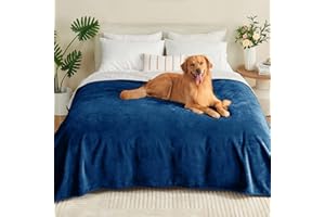 Yaning Waterproof Blanket 60"x80" for Adults, Reversible Waterproof Bed Cover for Dogs Cats Pets, Soft Leakproof Blanket for Bed Couch Sofa Furniture Protector, Navy Blue/Light Grey