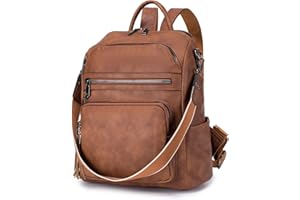 POIUGOYA Leather Backpack Purse for Women,Fashion Convertible Travel Backpack Ladies Shoulder Bag Large with Detachable Strap