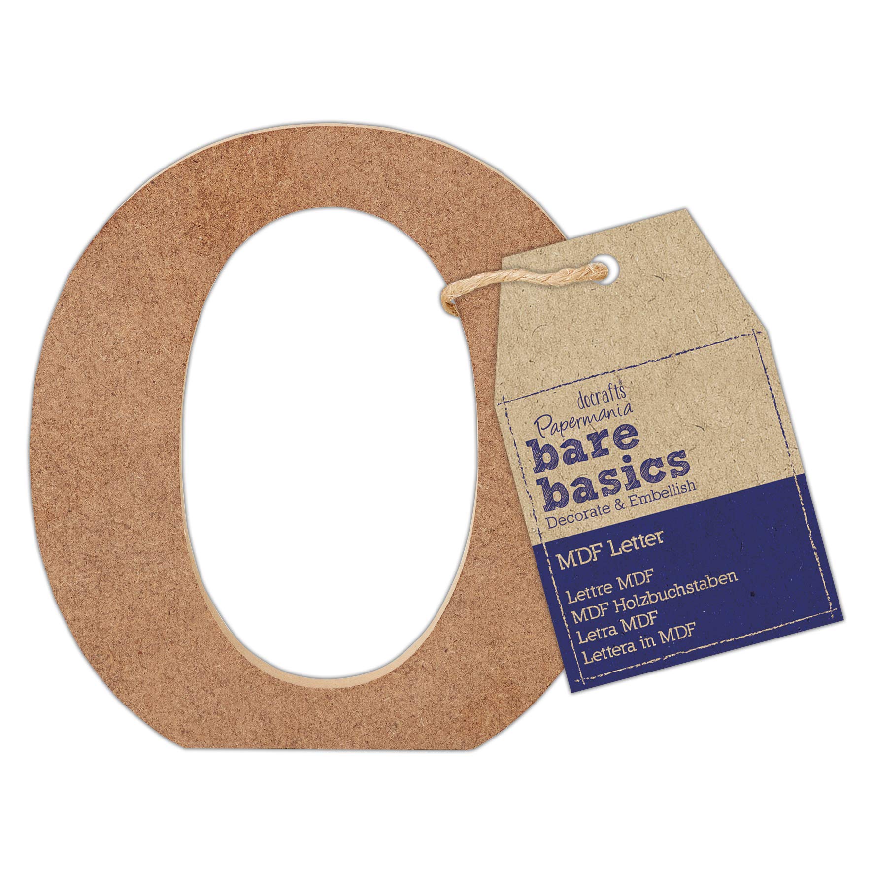 Papermania Bare Basics MDF Letter 1 Piece O, Art, Craft, Alphabet Sign, Name Plaque, Make Them Personalised, Decorate with Paint, Glitter, Stencil, Vinyl, Small Plaque for Home Decor