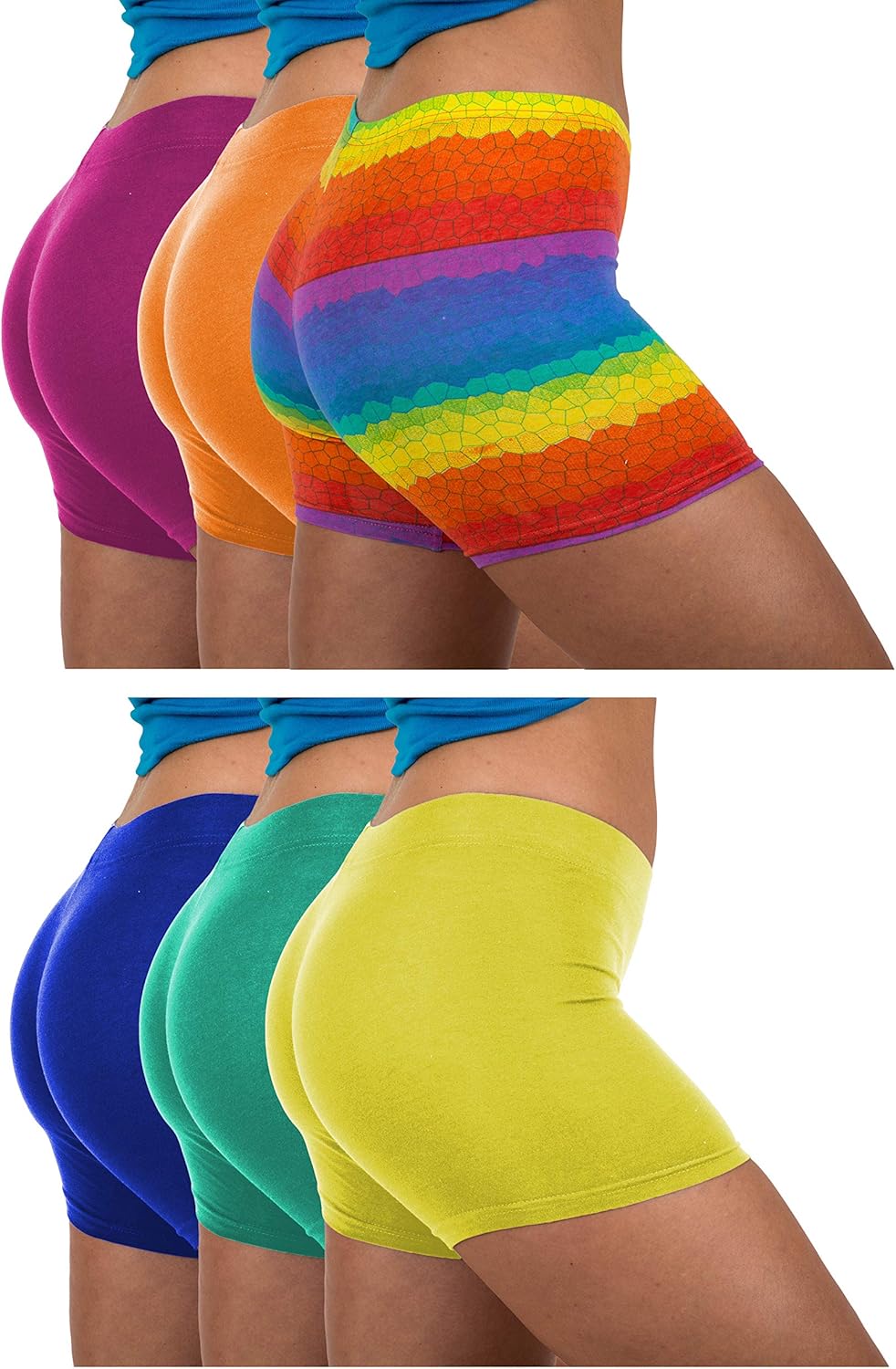 Sexy Basics Women's 6 Pack Cotton Stretch Light Weight Boyshort Boxer Brief Undershorts at  Women’s Clothing store