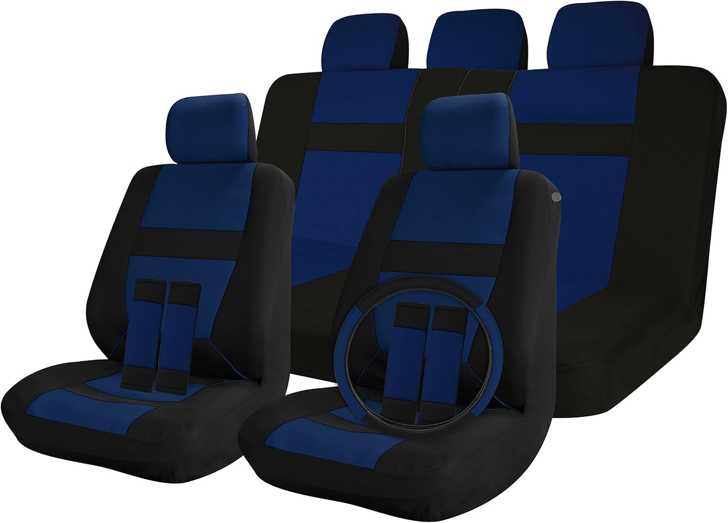 Cover Trend ™ 17pc Black & Blue Mesh Seat Covers Full Set