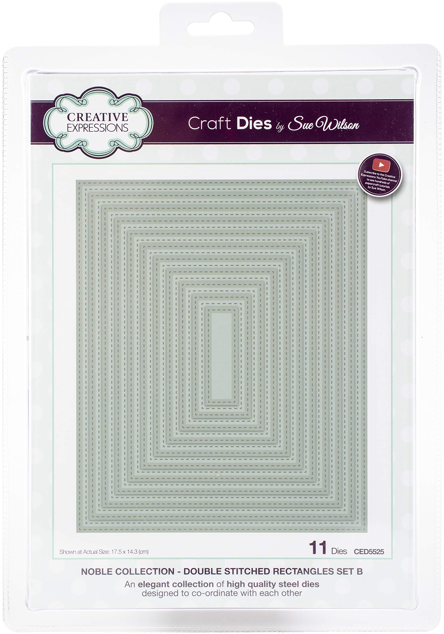 Sue Wilson Noble Collection-Double Stitched Rectangles B-Die Set, Metal Silver, 17.5 x 14.3 cm