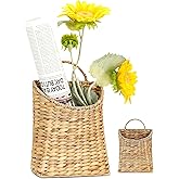 Affdeup Water Hyacinth Wall Basket, Boho Hand-Woven Hanging Basket for Front Door, Porch & Entryway, Wicker Basket Organizes Mail, Books, Plants, Flowers & Decor, 13x8.5 Inch