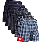 DANISH ENDURANCE Men's 100% Cotton Woven Boxers (4 & 6-Pack) – Loose Fit, Breathable & Lightweight Comfort