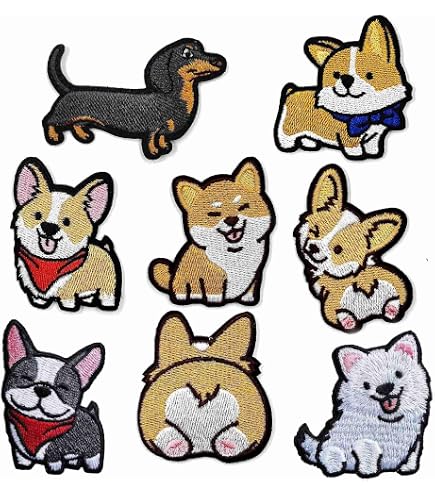 Funny Corgi Dog Paw Iron-On Patch - Cute Sit Jump Embroidered Applique For Jackets, Jeans, Backpacks DIY Repair - View #11