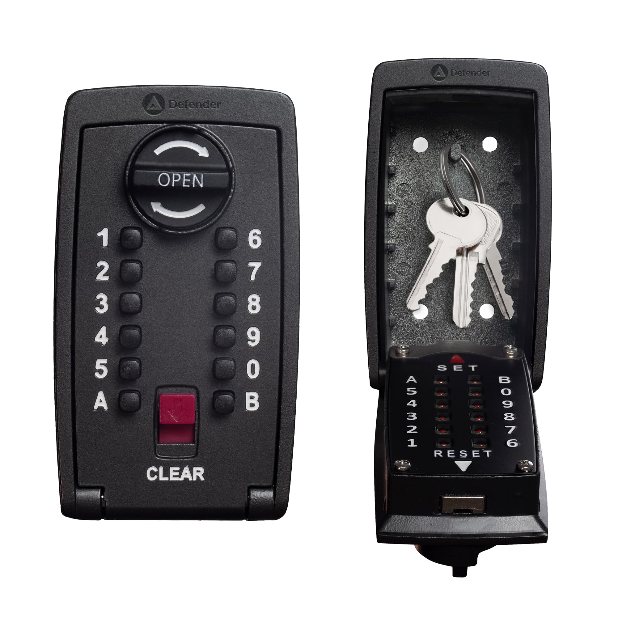 Defender Pro-TEC Key Safe - Police Preferred Specification - Wall Mounted Outdoor Key Lock Box - Push Button Combination Key Cabinet Waterproof Cover - Fits Up To 10 Keys - Police Accredited