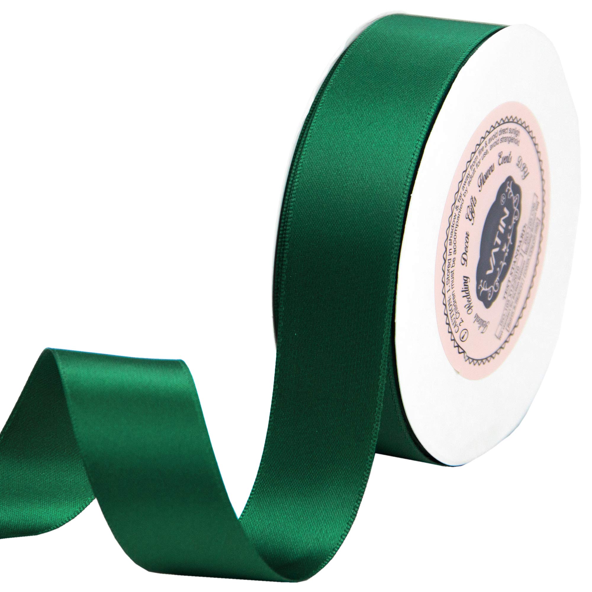 VATIN 25mm Double Faced Polyester Satin Ribbon Forest Green - 23 Metre/Spool, Perfect for Wedding, Wreath, Baby Shower,Packing and Other Projects.