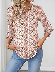 LOMON Elbow Length Tops for Women 3/4 Womens Dressy