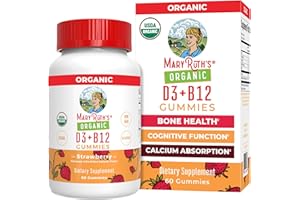 MaryRuth Organics's Vitamin D3 B12 Gummies | USDA Organic | 2 Month Supply | Vitamin D & B12 Vitamin Supplements for Adults & Kids | Bone Health | Healthy Energy Levels | Non-GMO | 60 Servings