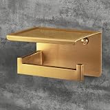 HITSLAM Brushed Gold Toilet Roll Holder with Phone Shelf SUS 304 view 9