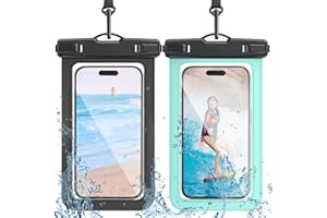 DNNBAO 2 Pack Waterproof Phone Pouch with Adjustable Lanyard for iPhone 17 16 15 14 13 12 Pro Max, Samsung Galaxy S25/S24 up to 7.5", IPX8 Cellphone Water Proof Phone Case Dry Bags Black/Green