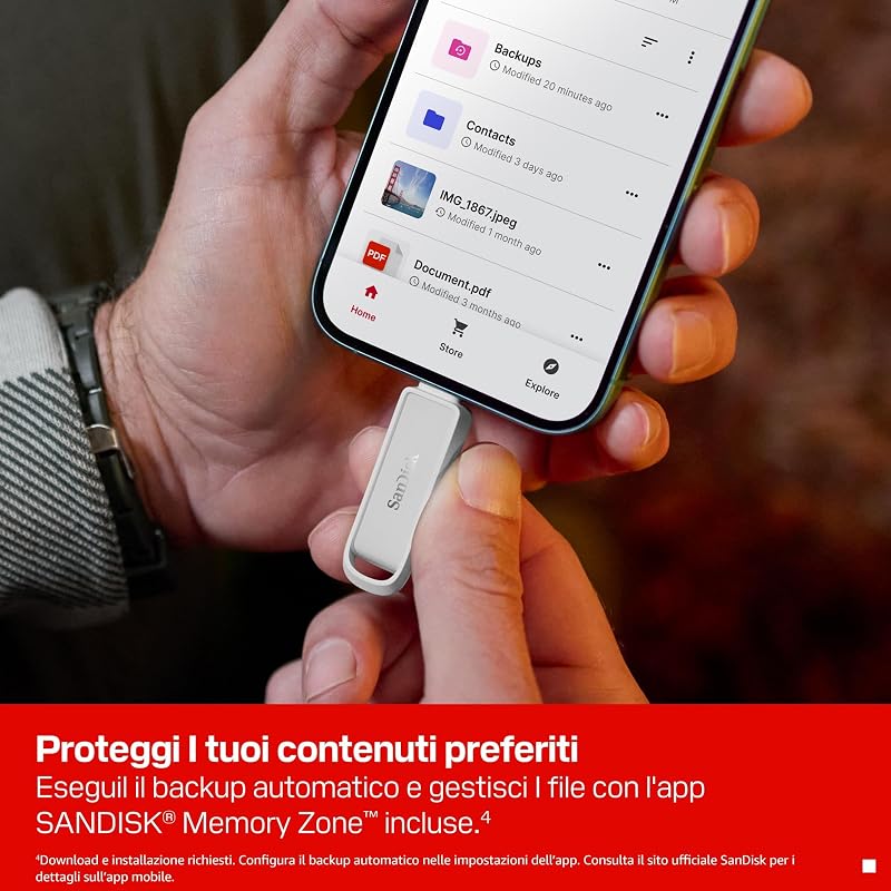 Unità per telefono con USB Type-C 1 TB (per smartphone, tablet e computer, velocità fino a 150 MB/s, backup automatic, recupero dati) - Arctic White